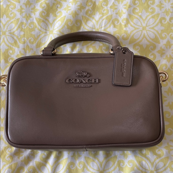 Coach Small Satchel Crossbody Leather Bag NWT Dark Stone Mocha Mousse Color - Picture 2 of 13